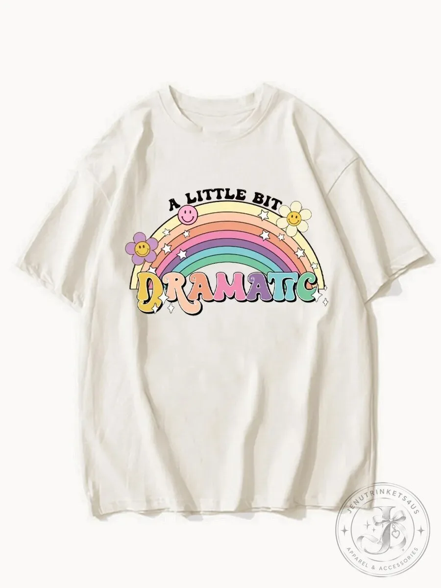 A Little Bit Dramatic Rainbow Smiley Face Flowers T-Shirt
