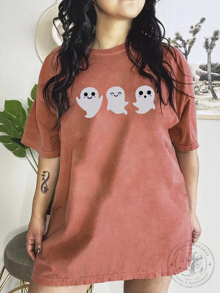 Cute Ghost Trio Halloween Spooky Season Short Sleeve T-Shirt 1 Cute Ghost Trio Halloween Spooky Season Short Sleeve T-Shirt