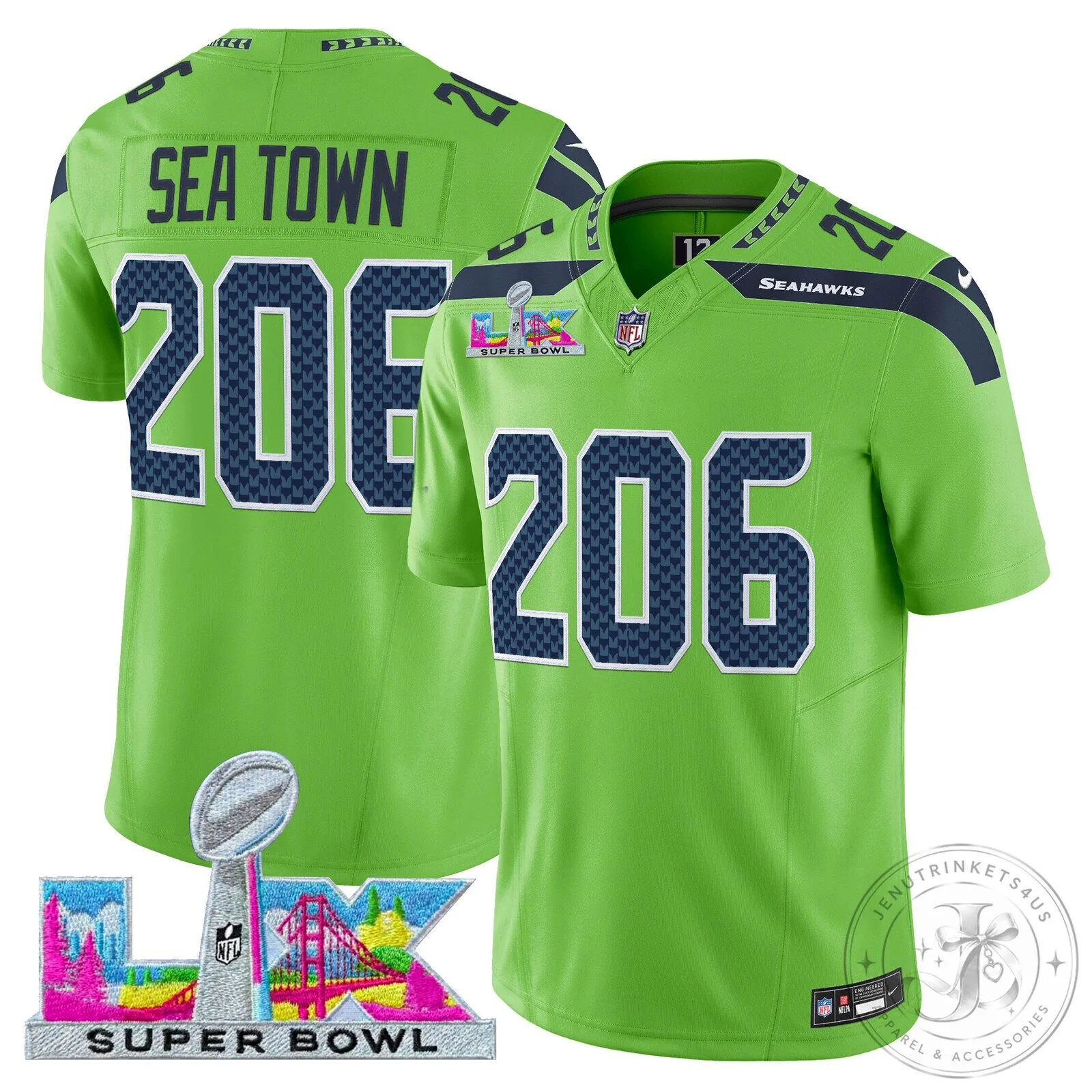 Seattle Seahawks Super Bowl LX Sam Darnold Football Jersey - Jenu